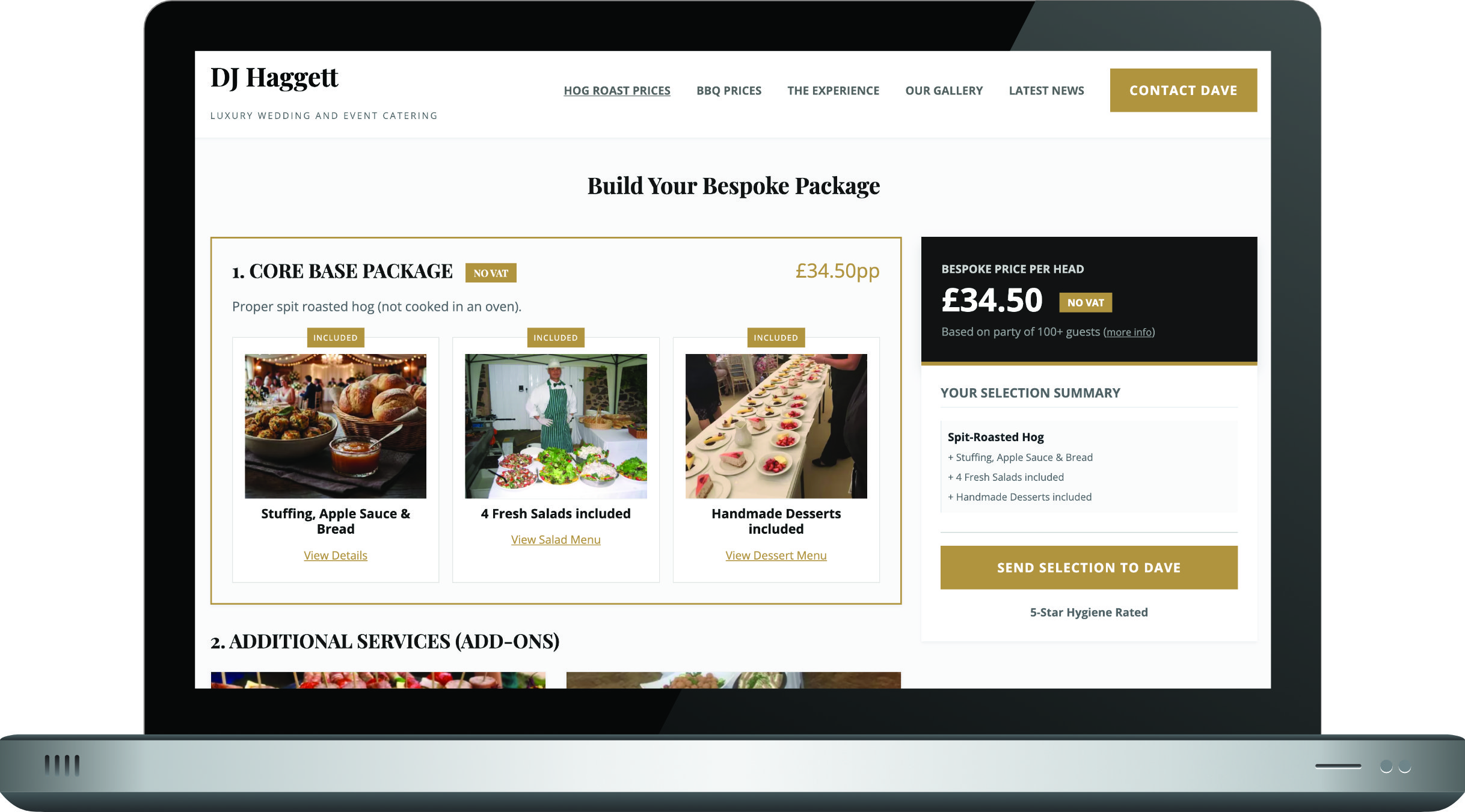 � la carte builder on laptop